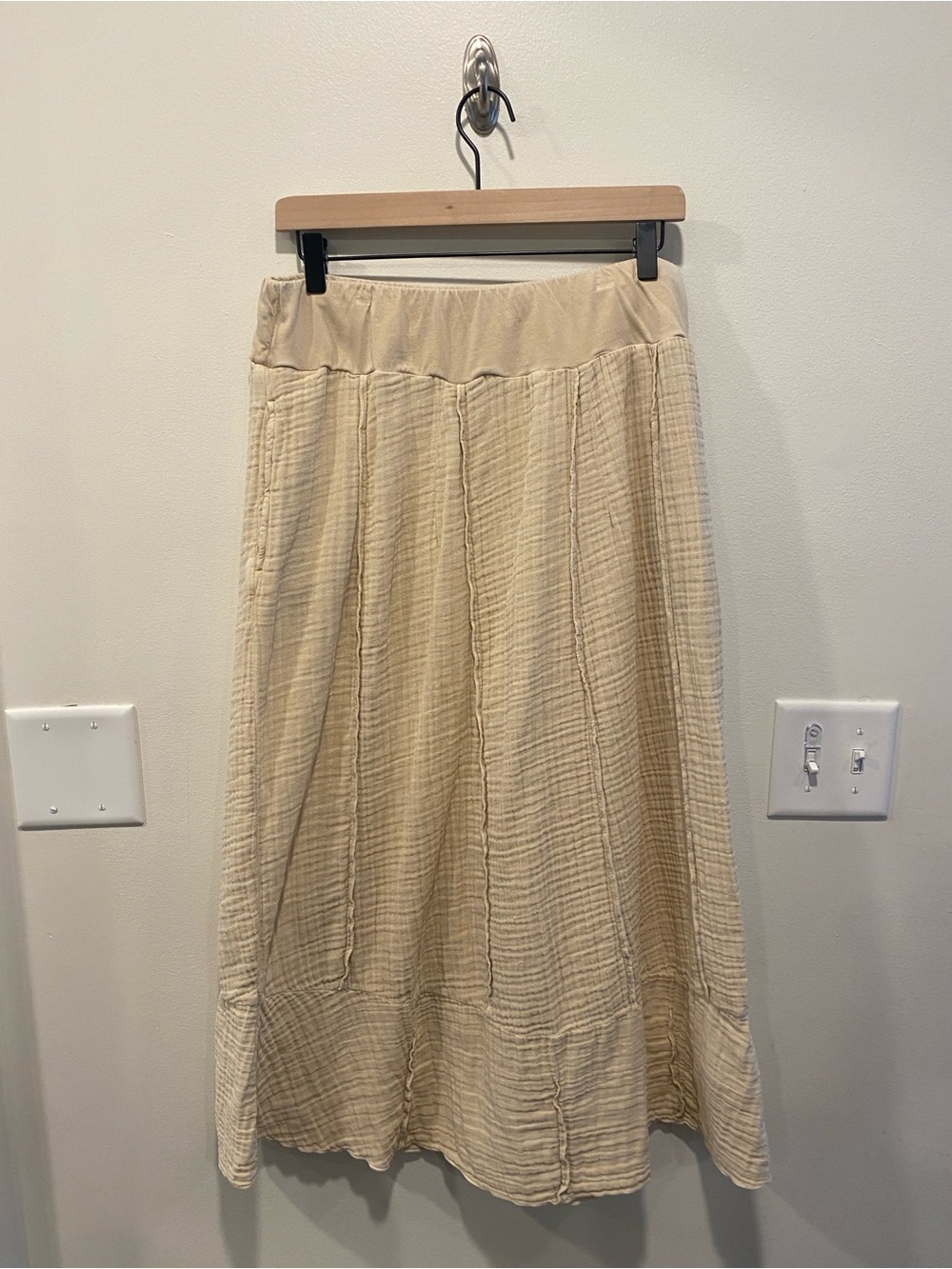 Coldwater Creek Women’s crinkle cotton gauze paneled midi skirt